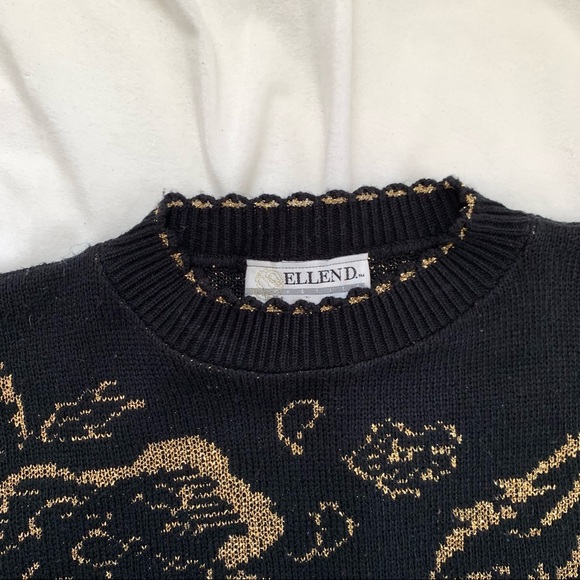 Vintage Black + Gold Crewneck Sweater SZ XL - Picture 2 of 12